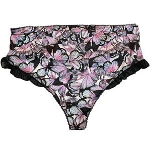 NWT TORRID High Waist Thong Pantie 4X Silky Lace Black Pink